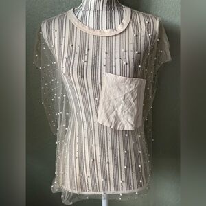 Pearl&Rhinestone Pocket T